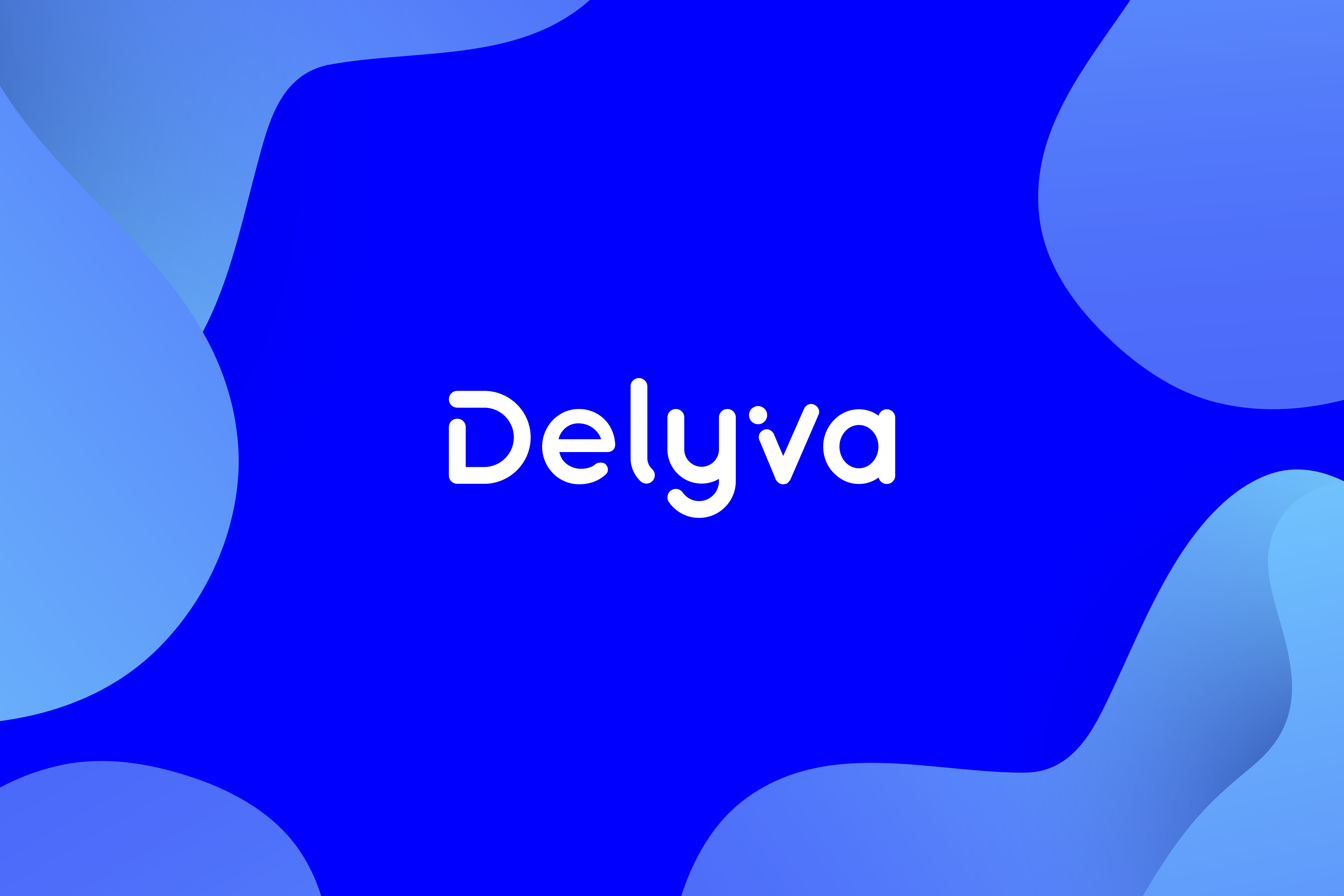 delyva logo with a patterned background