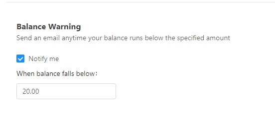 delyvanow balance notification threshold