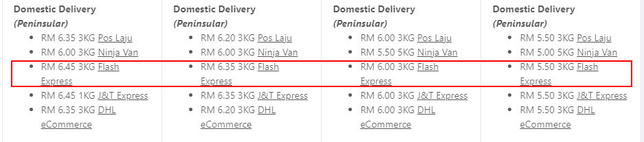 flash express delivery rates malaysia