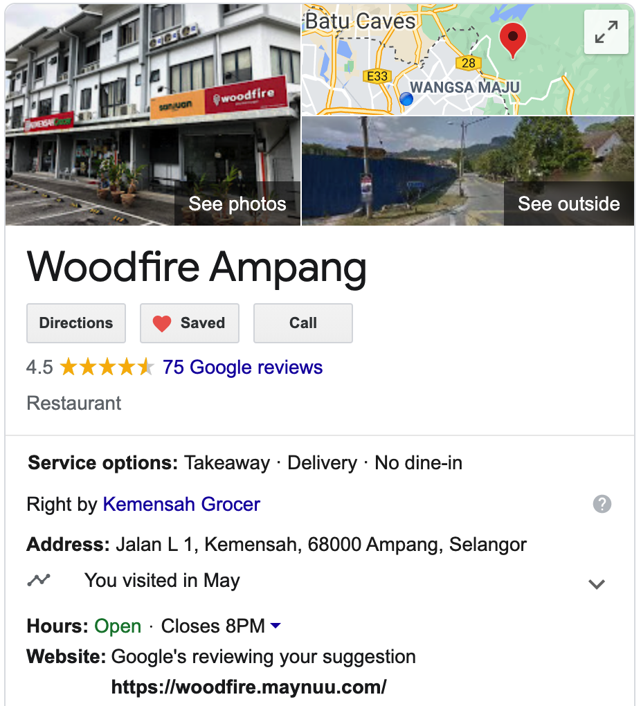 Restaurant Google Page