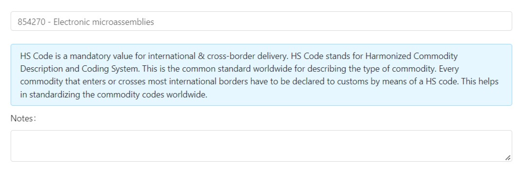 hs code delyva international shipping